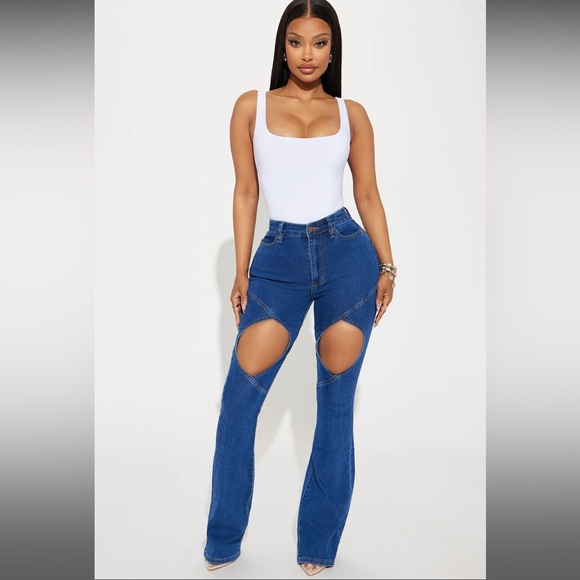 Fashion Nova Denim - Claire Cutout Stretch Bootcut Jeans